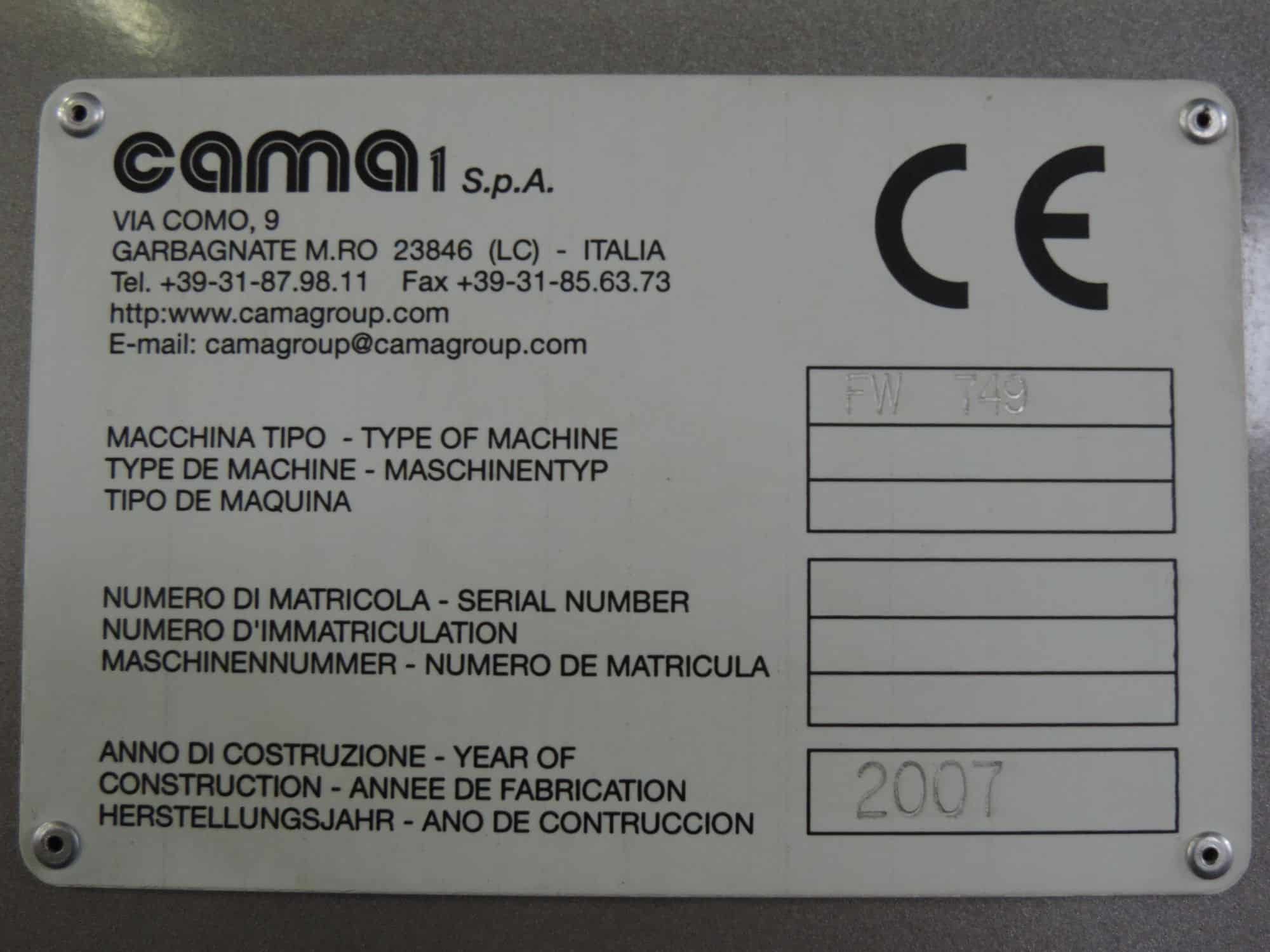Targa dati del Gruppo Cama FW 749