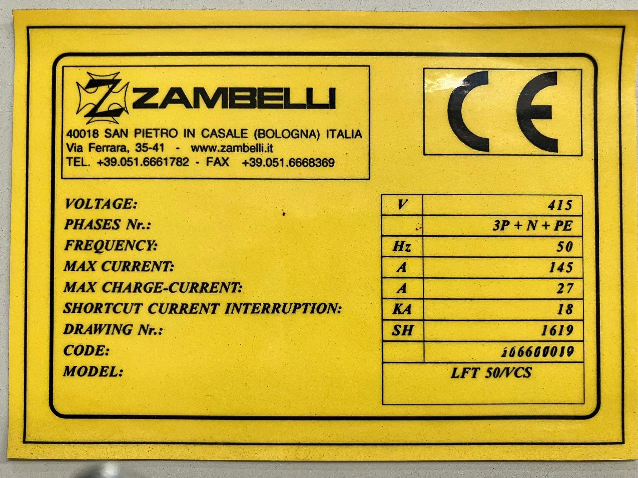 Targa dati of Zambelli LFT 50/VCS 