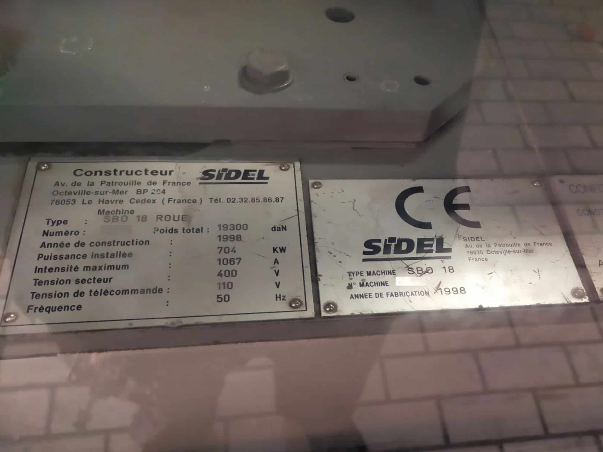 Targa dati di SIDEL SBO 18 Serie 2