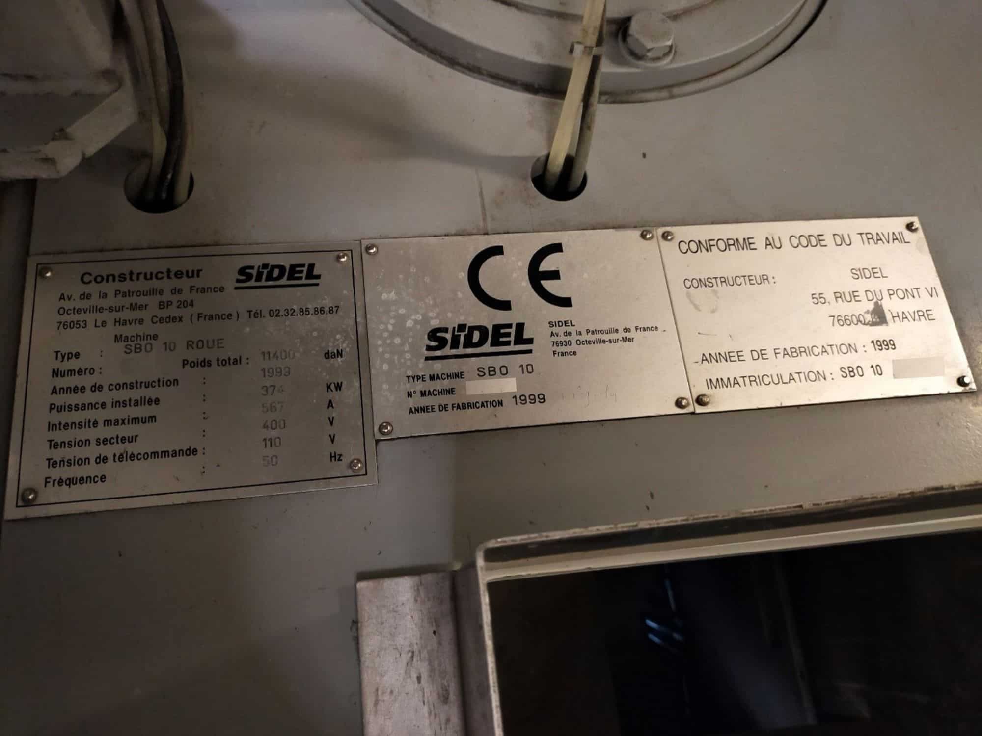 Targa dati di SIDEL SBO 10 Serie 2