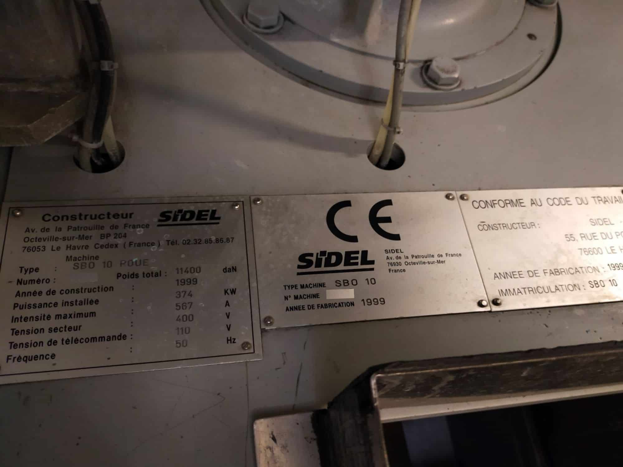 Targa dati di SIDEL SBO 10 Serie 2