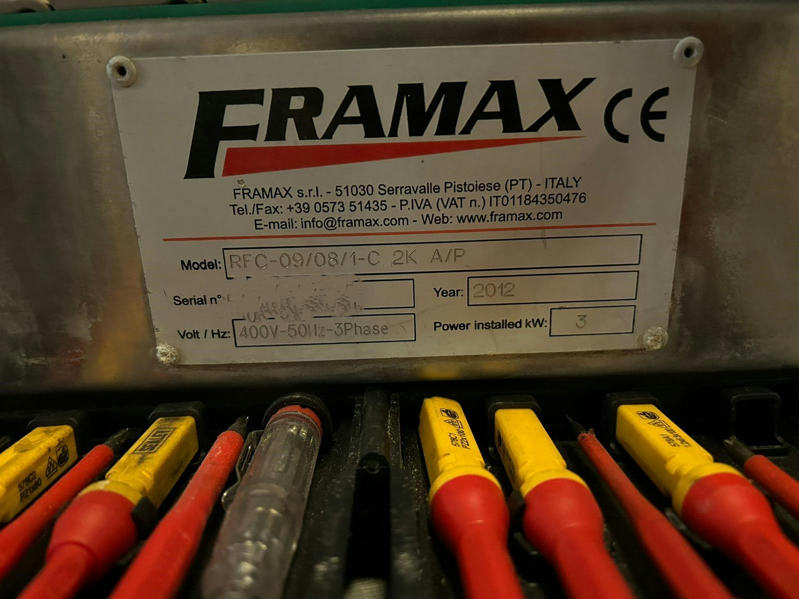 Targa dati of Framax RFC‐09/08/1‐C 2K A/P 